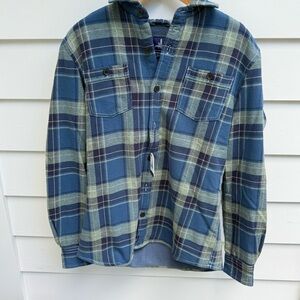 johnnie-O Teal and Navy Plaid Shirt